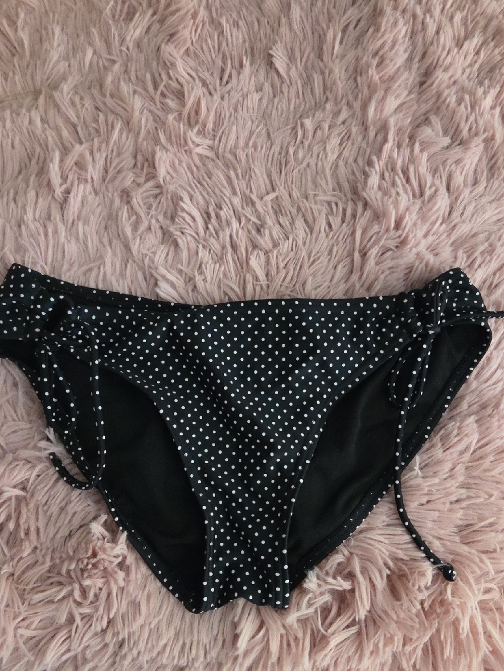 Roxy Low Waisted Black Polka Dot Bikini Bottoms Medium